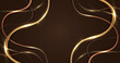 Modern luxury template design abstract 3D golden lines pattern elements with lighting effect on brown background