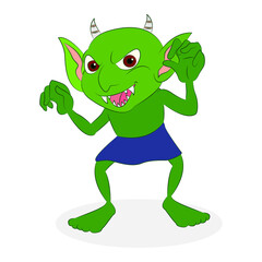 Wall Mural - Vector illustration of a green goblin