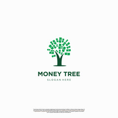 Wall Mural - money tree logo design icon template, money combine with tree logo design concept