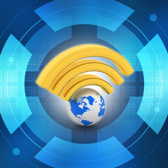 Poster - 3d rendering wi-fi signal
