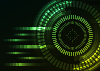 Wall Mural - green abstract circle background, digital overlap layer line, cyber technology design template,s speed bar concept, vector illustration