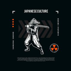 samurai artwork with street wear design style 