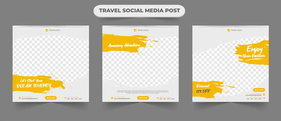 Wall Mural - tour and travel vacation sale social media post banner with editable photo for traveling agency busi