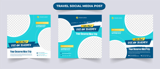 Wall Mural - tour holiday and travel sale social media post banner with editable photo for traveling agency busin
