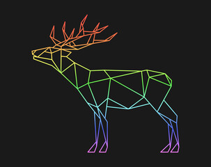 Poster - Polygon deer. Low poly animal. Geometric logo icon. Rainbow color