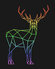 Poster - Polygon deer. Low poly animal. Geometric logo icon. Rainbow color
