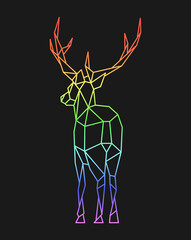 Poster - Polygon deer. Low poly animal. Geometric logo icon. Rainbow color