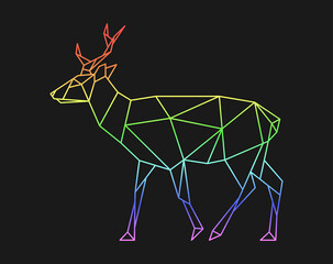 Poster - Polygon deer. Low poly animal. Geometric logo icon. Rainbow color
