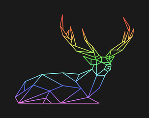 Poster - Polygon deer. Low poly animal. Geometric logo icon. Rainbow color