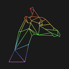Canvas Print - Polygon giraffe head. Low poly animal. Geometric logo. Rainbow color