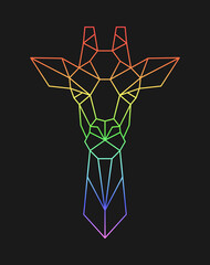 Canvas Print - Polygon giraffe head. Low poly animal. Geometric icon. Rainbow color