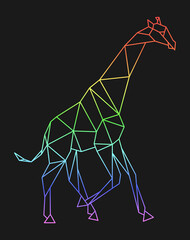 Canvas Print - Polygon giraffe. Low poly animal. Geometric logo icon. Rainbow color