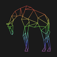 Canvas Print - Polygon giraffe. Low poly animal. Geometric logo icon. Rainbow color