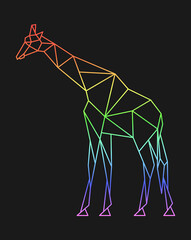 Canvas Print - Polygon giraffe. Low poly animal. Geometric logo icon. Rainbow color