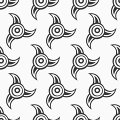 Wall Mural - vector seamless pattern with abstract symbols, stars. black and white background.