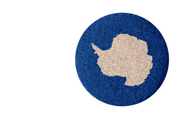 Wall Mural - flag of Antarctica,round cork coaster isolated on white background copy space