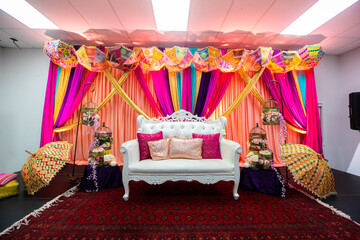 Indian wedding reception interiors and decorations, mandap