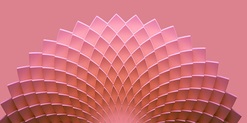Poster - Classic background. Pink rhombuses in form of peacock's tail. Pink abstract background. Background with rhombuses three-dimensional. Template for advertising. Classic design from rhombuses. 3d image.