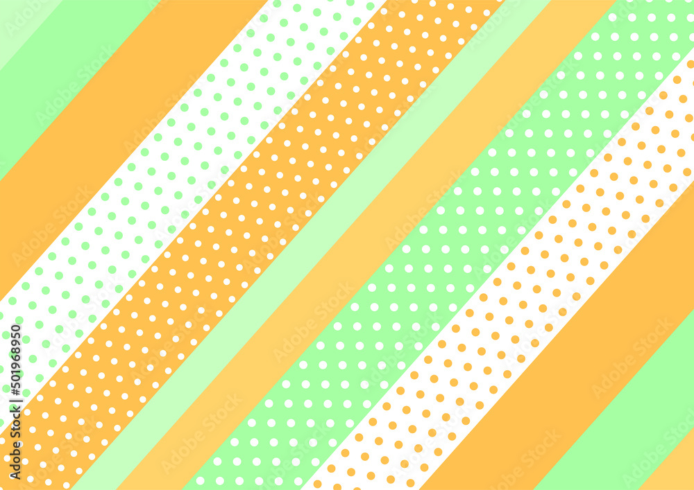 背景 水玉のマスキングテープ風 オレンジと緑 Stock Vector | Adobe Stock