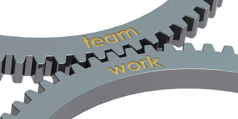 Team work word on gears