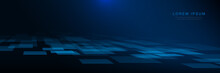 Abstract Blue Geometric Shape Background. Futuristic Technology Digital Hi Tech Concept. Vector Illustration