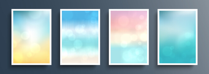 Poster - Summer blurred backgrounds. Summertime backdrops with bokeh effect and soft colors. Template for your seasonal graphic design. Ocean, sea, beach. Vector illustration.