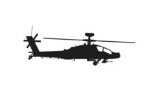 Ah-64 Apache Attack Helicopter Icon. Us Army Symbol. Isolated Vector Image For Military Infographics And Web Design