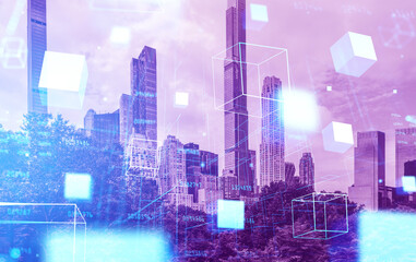 Poster - Information fields in cyberspace, skyscrapers and big data in metaverse