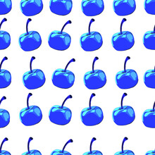 Neon Blue Cherry Seamless Pattern Good For Fabric Print Or Wall Decoration