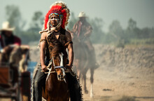 Portrait Of A Native American Indian Horse Riding Who Used To Live In Mexico And America.