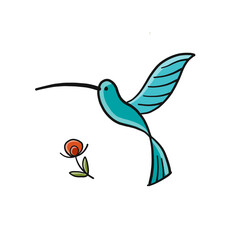 Aufkleber - Colibri bird isolated on white. Sketch for your design