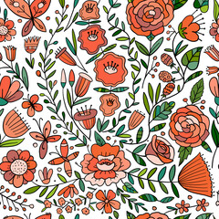 Wall Mural - Floral Garden. Spring concept Background. Seamless pattern for your design.