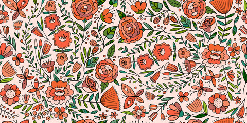 Poster - Floral Garden. Spring concept Background. Seamless pattern for your design.