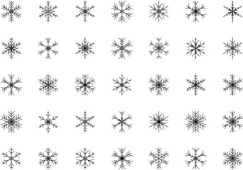Poster - Snowflakes set. Winter flat vector decorations elements.