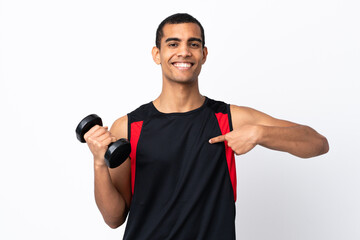 African American sport man over isolated white background with surprise facial expression