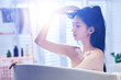 © View Stock - a beautiful young woman rested in the bathtub with soft light