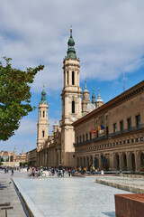 Wall Mural - View of the basilica our lady of Pilar in Zaragoza city.