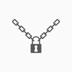 Wall Mural - chain with lock icon, lock vector, chain illustration