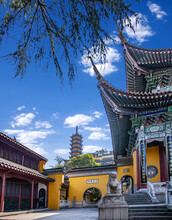 Zhenjiang Jinshan Temple Eaves And Blue Sky