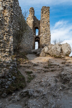 Ruins of Sirotci hradek castle in Palava mountains in Czech republic