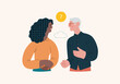 People portrait - Conversation -Modern flat vector concept illustration of talking people, half-length portrait, user avatar. Creative landing web page illustartion, conversation and discussion