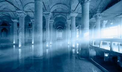 Yerebatan Saray - Basilica Cistern in Istanbul, Turkey. Yerebatan Saray is one of favorite tourist attraction in Istanbul.