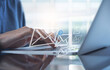 © tippapatt - Email marketing concept, person reading e-mail on laptop computer, receive new message with electronic mail icons on virtual screen