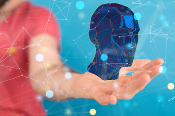 Poster - Human head and brain.Deep learning , Machine learning and artificial intelligence , AI Technology,