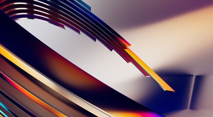 3D render abstract background. Colorful twisted shapes in motion. Computer generated digital art for poster, flyer, banner