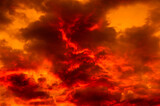 Fototapeta Tęcza - Red clouds in the sky, summer sunset
