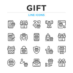 Wall Mural - Gift line icons set. Modern outline elements, graphic design concepts, simple symbols collection. Vector line icons