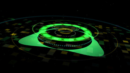 Poster - Colorful background with audio equalizer beating rythm. Animation. Concept of dancing, parties, musical events or performances, audiovisual shows, seamless loop.