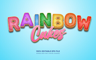 Poster - rainbow cake 3d editable text style effect