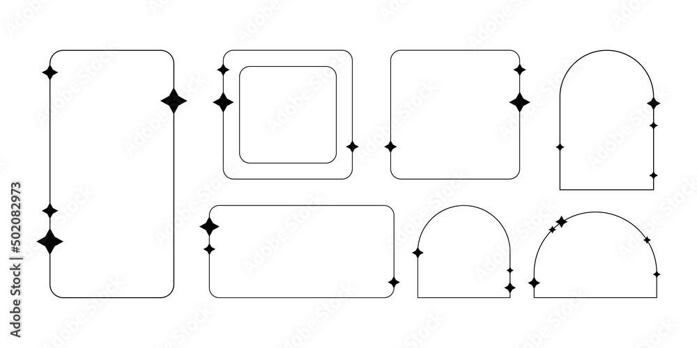 Image vectorielle Stock Black linear frames. Set of geometric frames ...